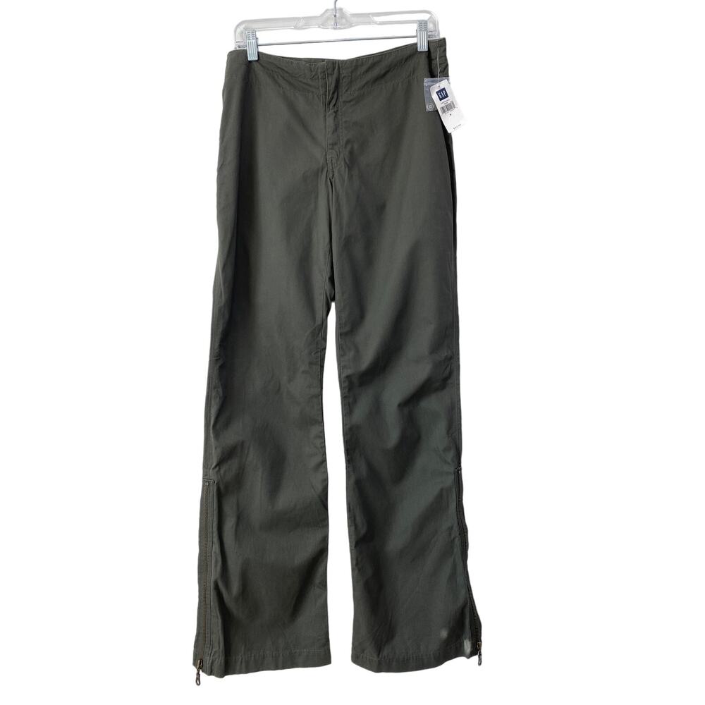 Vintage Gap NEW Women's Wide Leg Ankle Zip Pants‎ Size 8 Olive Army Green Cotton